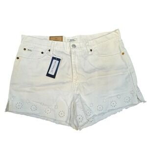 Polo Ralph Lauren The Sophia cut off denim HR shorts white eyelets Size 31